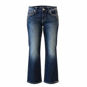 Miss Me Women’s Jeans Size 29 Dark Wash Easy Boot Cut Bedazzled EUC